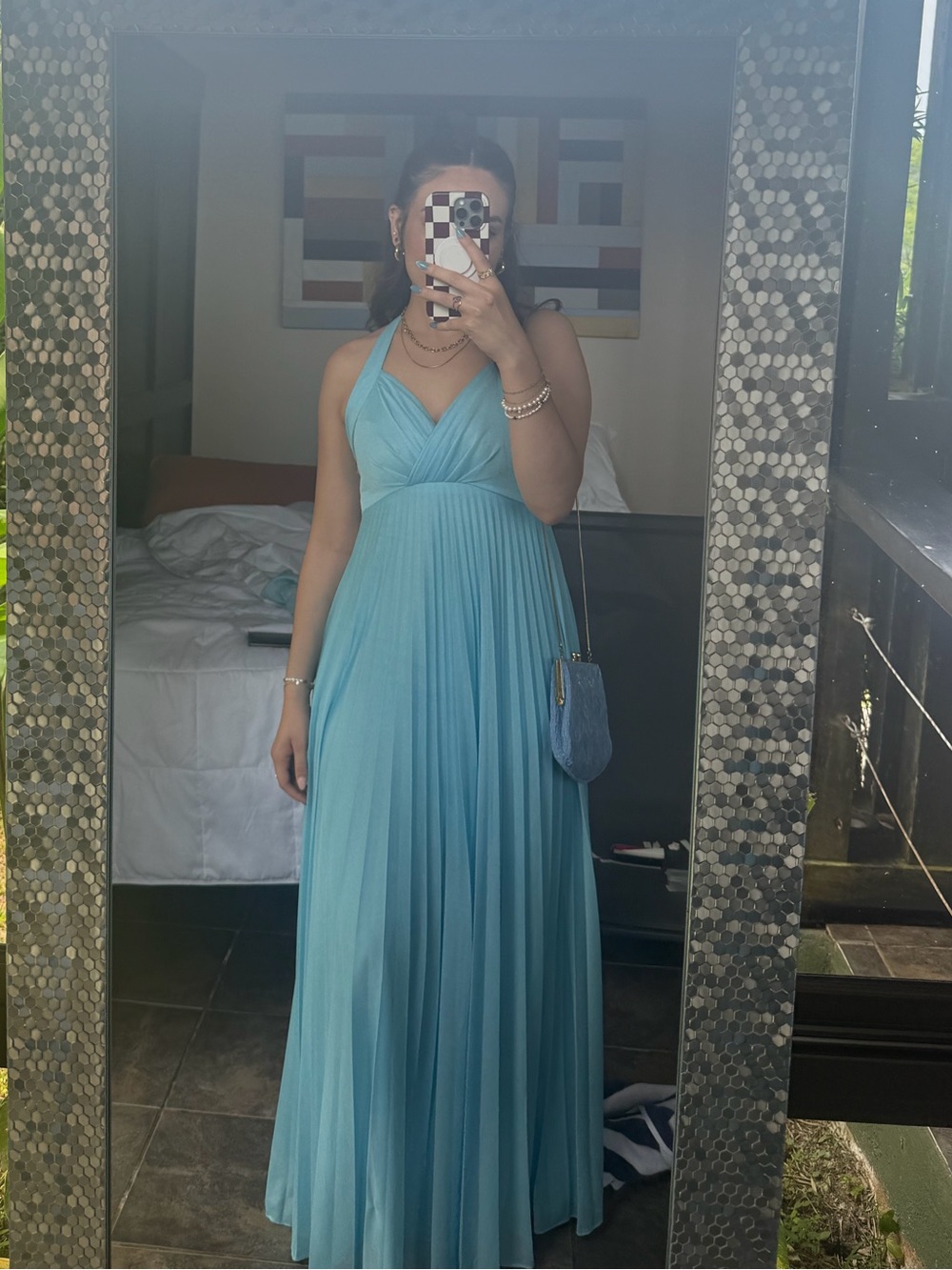 VINTAGE chiffon baby blue dress